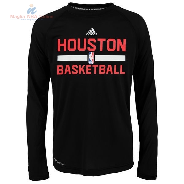 Acquista T-Shirt Houston Rockets Maniche Lunghe Nero