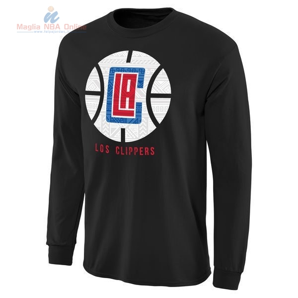 Acquista T-Shirt Los Angeles Clippers Maniche Lunghe Nero