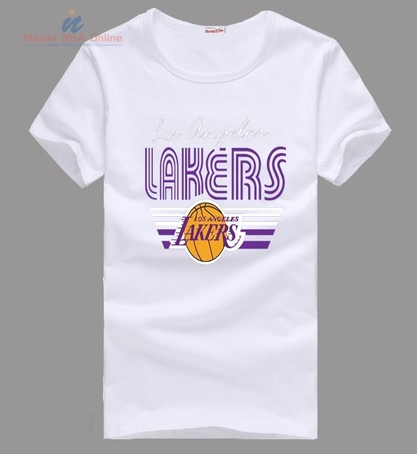 Acquista T-Shirt Los Angeles Lakers Bianco 001