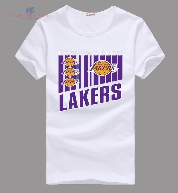 Acquista T-Shirt Los Angeles Lakers Bianco 002