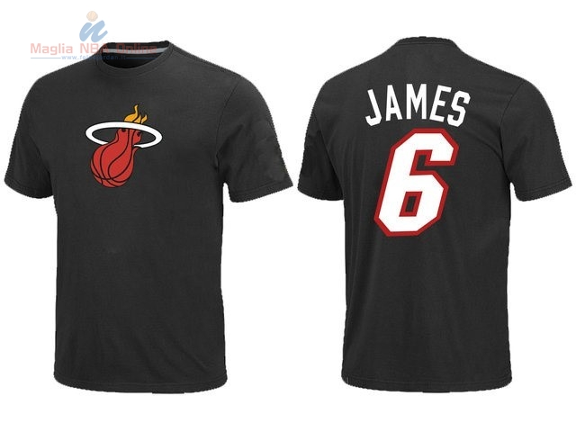 Acquista T-Shirt Miami Heat James 6 Nero