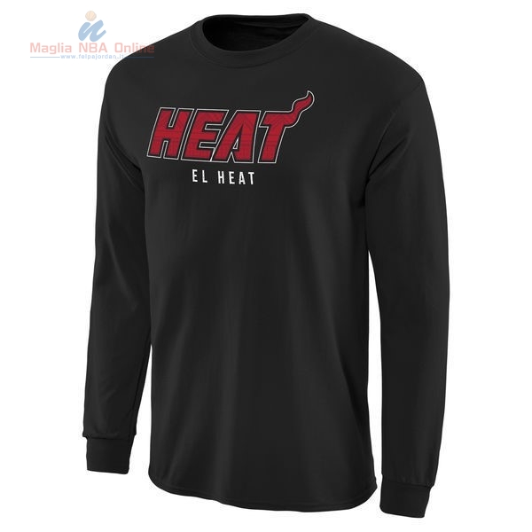 Acquista T-Shirt Miami Heat Maniche Lunghe Nero
