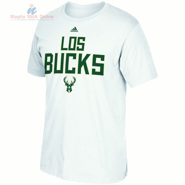 Acquista T-Shirt Milwaukee Bucks Bianco