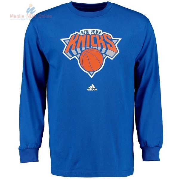 Acquista T-Shirt New York Knicks Maniche Lunghe Blu