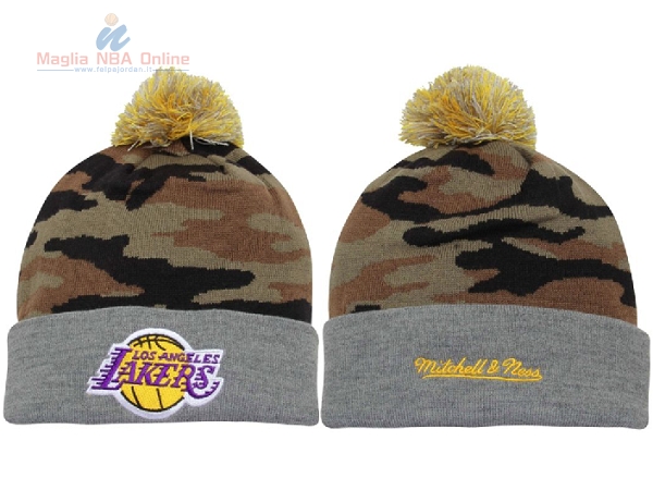 Acquista Cappelli di lana 2017 Los Angeles Lakers Camouflage Giallo