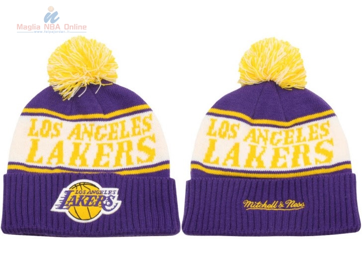 Acquista Cappelli di lana 2017 Los Angeles Lakers Porpora Giallo #02