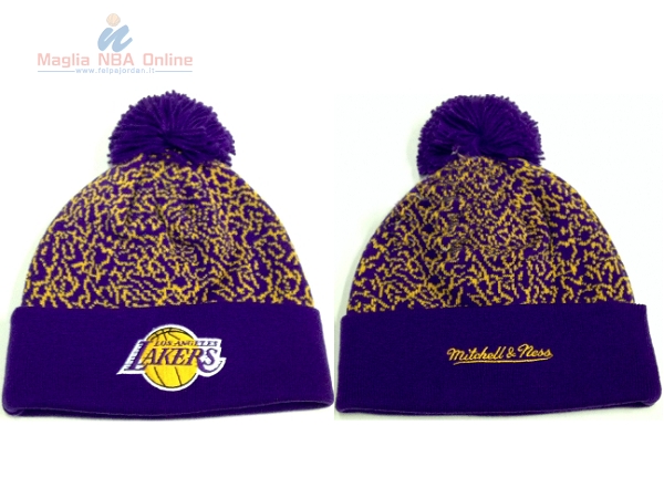 Acquista Cappelli di lana 2017 Los Angeles Lakers Porpora Giallo #04
