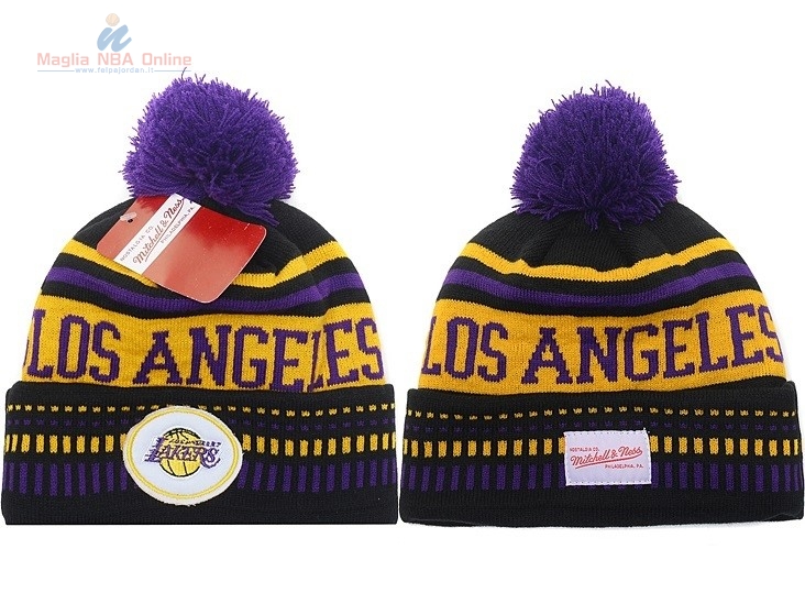 Acquista Cappelli di lana 2017 Los Angeles Lakers Porpora Giallo Nero