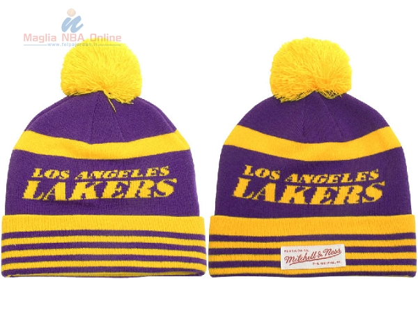 Acquista Cappelli di lana 2017 Los Angeles Lakers Porpora Giallo