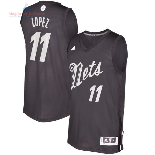 Acquista Maglia NBA Brooklyn Nets 2016 Natale #11 Brook Lopez Nero