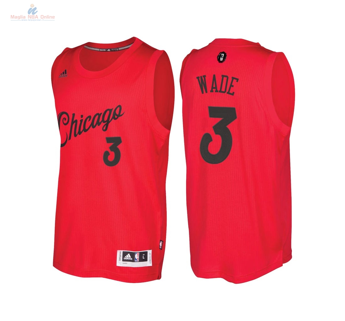 Acquista Maglia NBA Chicago Bulls 2016 Natale #3 Dwyane Wade Rosso