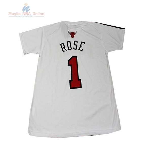 Acquista Maglia NBA Chicago Bulls Manica Corta #1 Rose Bianco