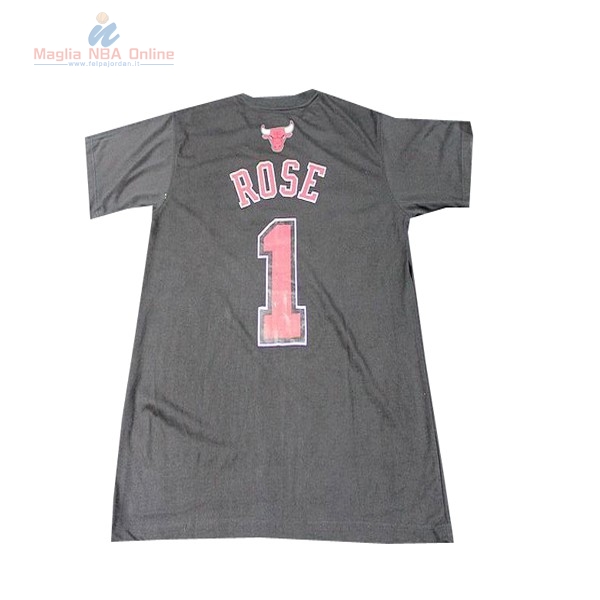 Acquista Maglia NBA Chicago Bulls Manica Corta #1 Rose Nero