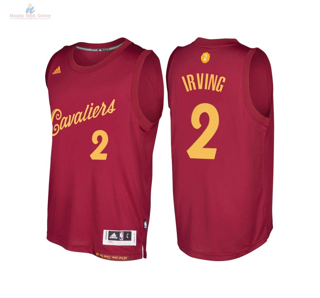 Acquista Maglia NBA Cleveland Cavaliers 2016 Natale #2 Kyrie Irving Rosso