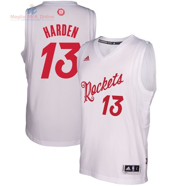 Acquista Maglia NBA Houston Rockets 2016 Natale #13 James Harden Bianco