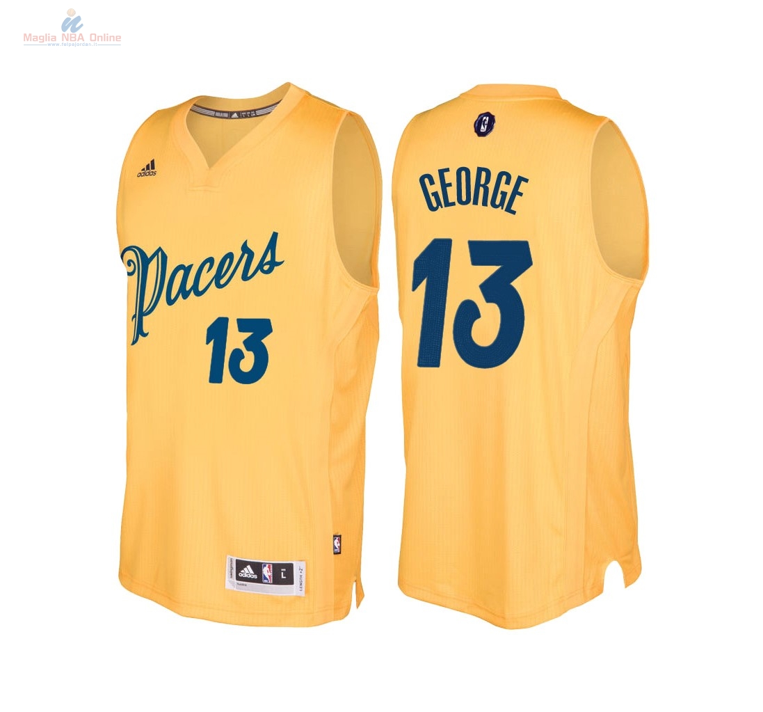 Acquista Maglia NBA Indiana Pacers 2016 Natale #13 Paul George Giallo
