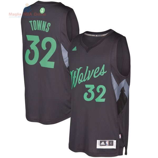 Acquista Maglia NBA Minnesota Timberwolves 2016 Natale #32 Karl Towns Nero