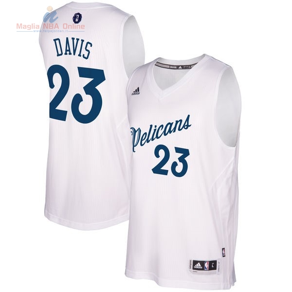 Acquista Maglia NBA New Orleans Pelicans 2016 Natale #23 Anthony Davis Bianco