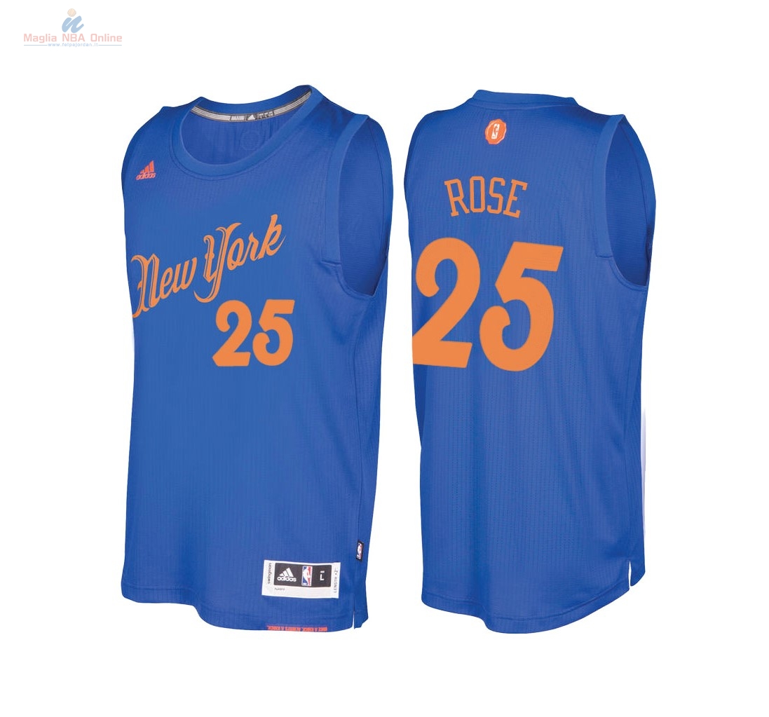 Acquista Maglia NBA New York Knicks 2016 Natale #25 Derrick Rose Blu