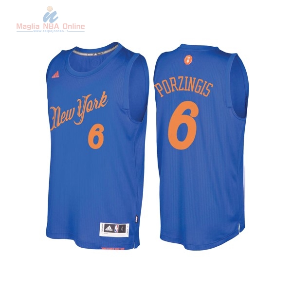 Acquista Maglia NBA New York Knicks 2016 Natale #6 Kristaps Porzingis Blu