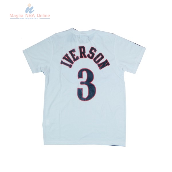 Acquista Maglia NBA Philadelphia Sixers Manica Corta #3 Iverson Bianco