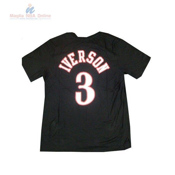 Acquista Maglia NBA Philadelphia Sixers Manica Corta #3 Iverson Nero
