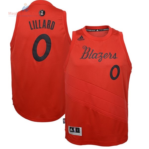Acquista Maglia NBA Portland Trail Blazers 2016 Natale #0 Damian Lillard Rosso