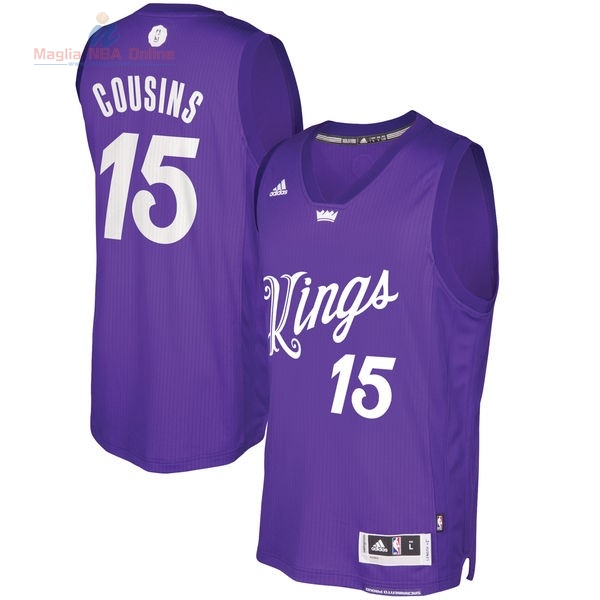 Acquista Maglia NBA Sacramento Kings 2016 Natale #15 DeMarcus Cousins Porpora