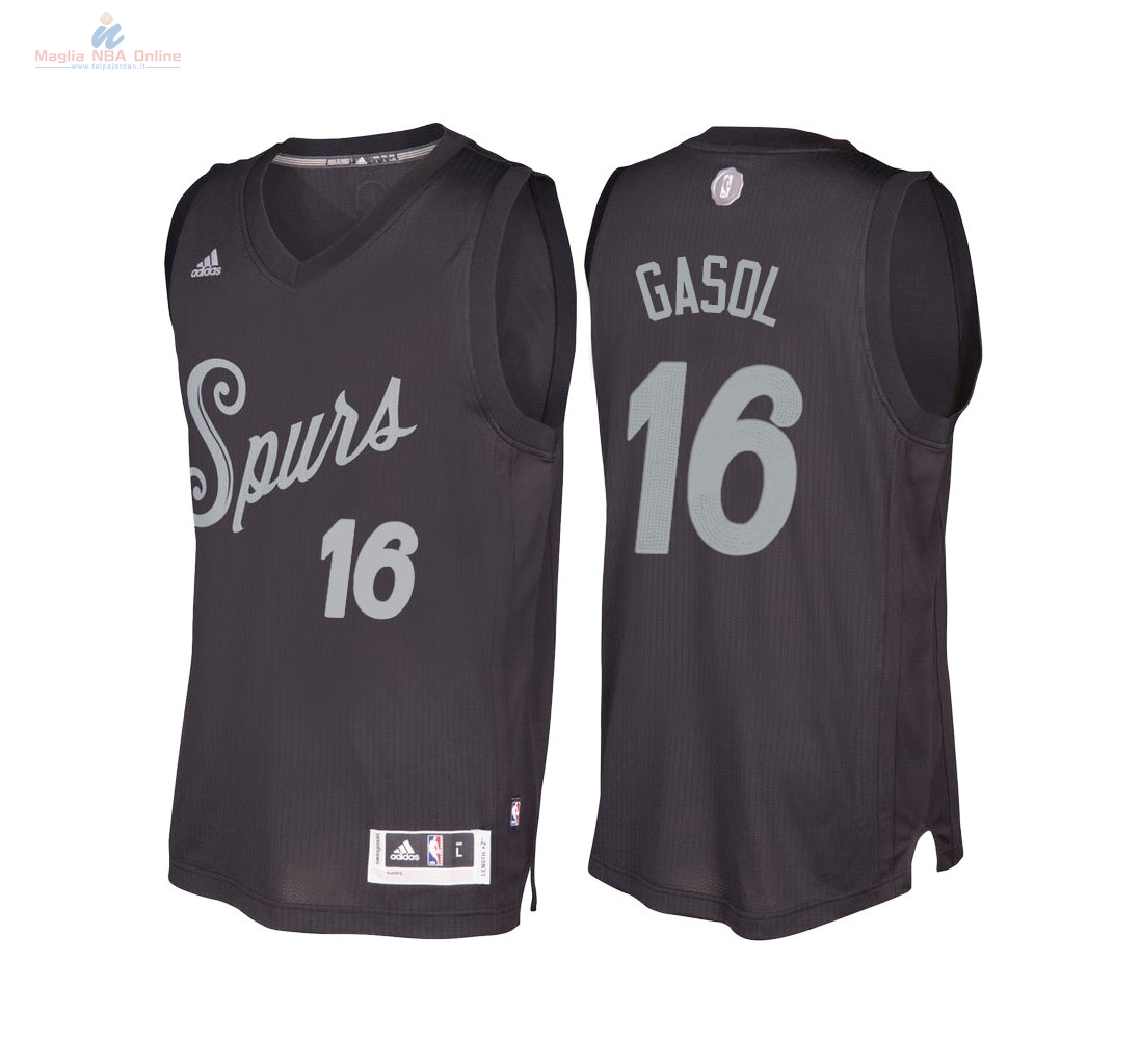 Acquista Maglia NBA San Antonio Spurs 2016 Natale #16 Pau Gasol Nero