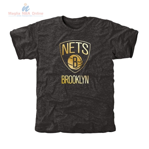 Acquista T-Shirt Brooklyn Nets Nero Oro