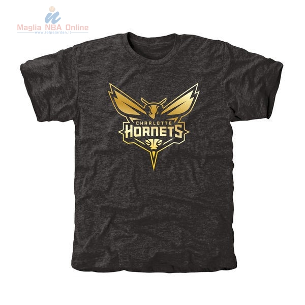 Acquista T-Shirt Charlotte Hornets Nero Oro