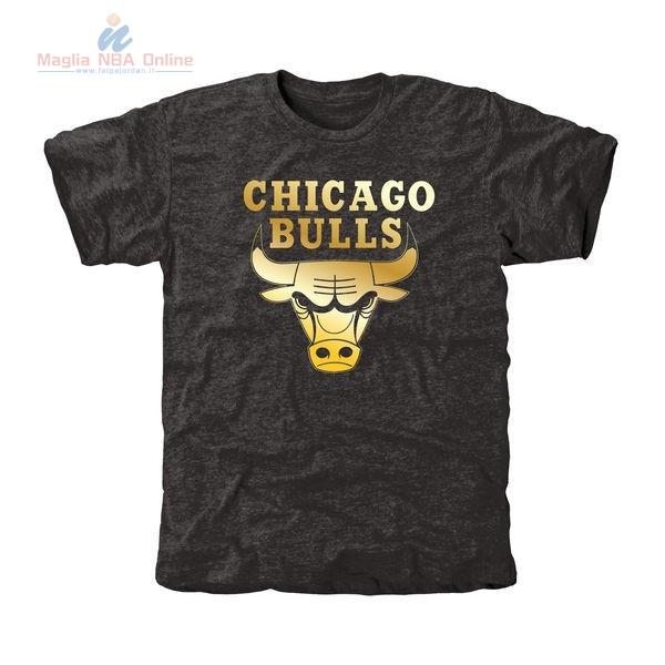 Acquista T-Shirt Chicago Bulls Nero Oro