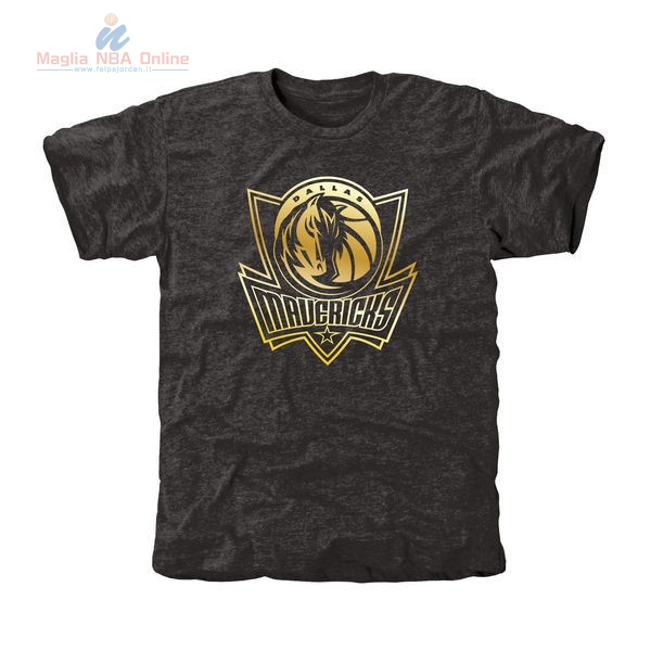 Acquista T-Shirt Dallas Mavericks Nero Oro