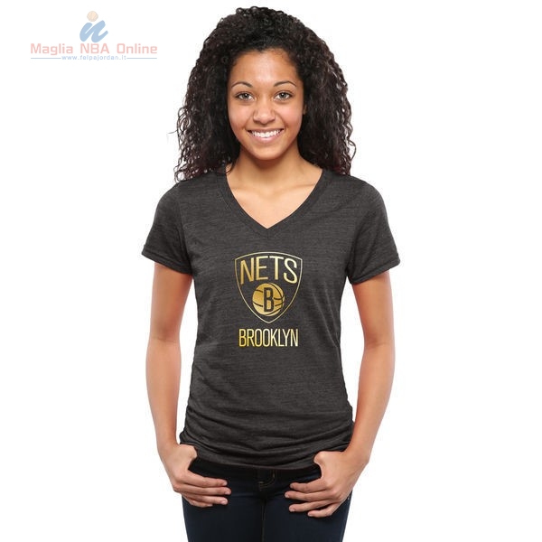 Acquista T-Shirt Donna Brooklyn Nets Nero Oro