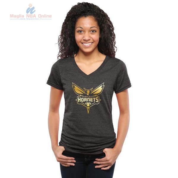 Acquista T-Shirt Donna Charlotte Hornets Nero Oro