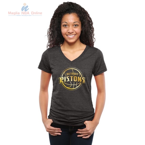 Acquista T-Shirt Donna Detroit Pistons Nero Oro
