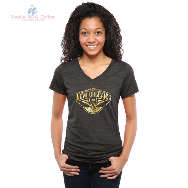Acquista T-Shirt Donna New Orleans Pelicans Nero Oro