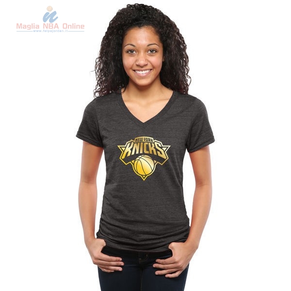 Acquista T-Shirt Donna New York Knicks Nero Oro