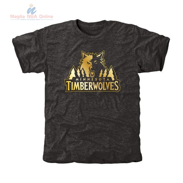 Acquista T-Shirt Minnesota Timberwolves Nero Oro