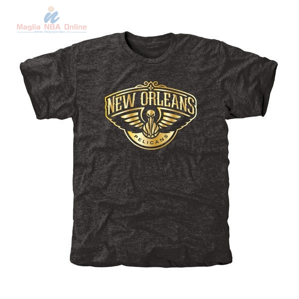 Acquista T-Shirt New Orleans Pelicans Nero Oro