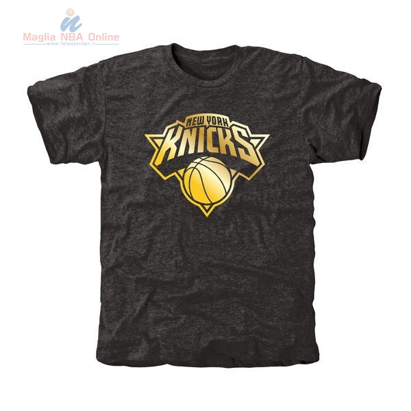 Acquista T-Shirt New York Knicks Nero Oro