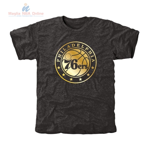 Acquista T-Shirt Philadelphia Sixers Nero Oro