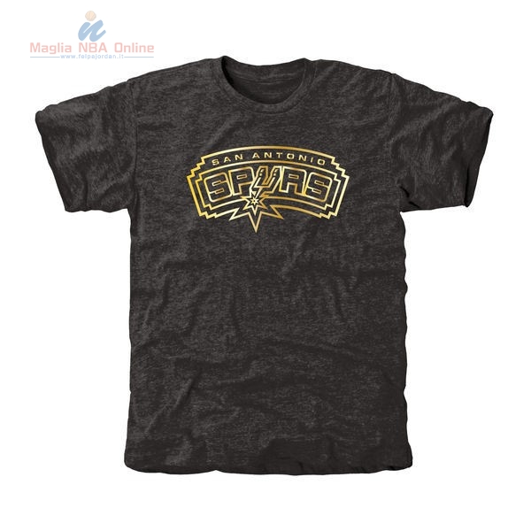 Acquista T-Shirt San Antonio Spurs Nero Oro